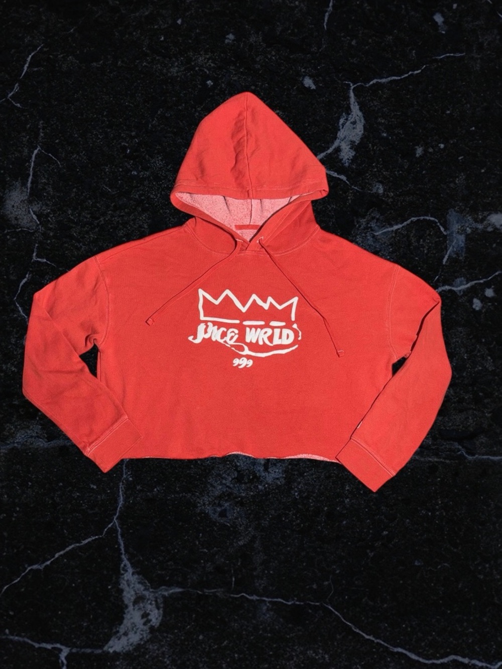 Juice WRLD 999 Club Cropped Hoodie Red Graphic Merch Women Medium